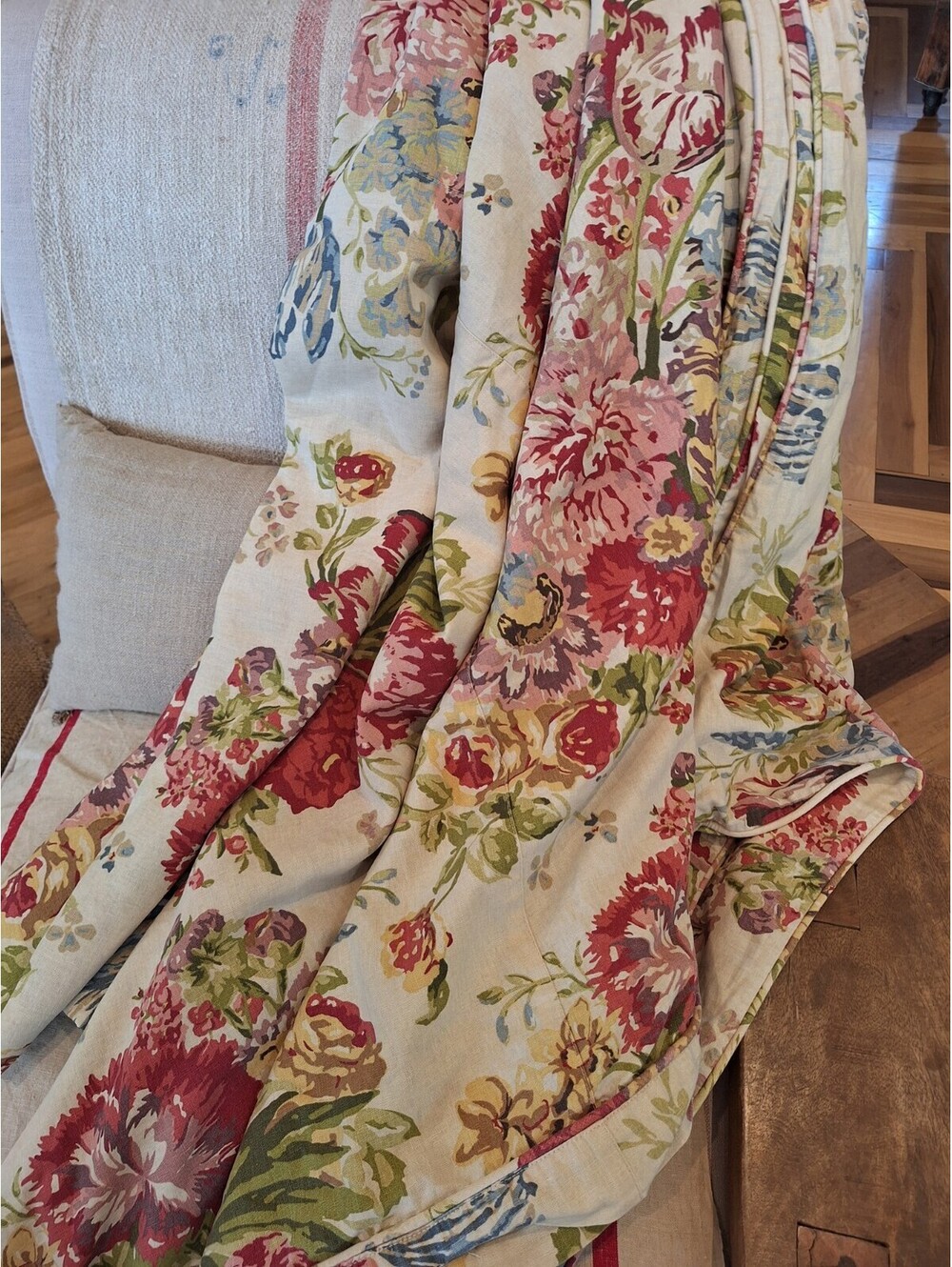 Pottery Barn RARE French Country Floral Duvet, KIng, Linen/cotton, 2 Shams.